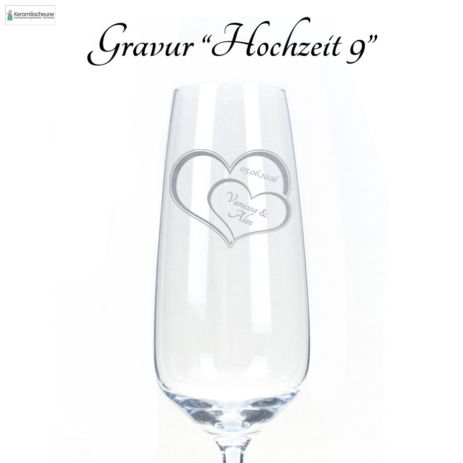2 x Sektglas Champagnerglas mit Gravur zur Hochzeit mit Namen Schott Zwiesel 