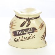 Geldsack mit eigener Beschriftung, Namen H 8,5cm / 19,5cm -  Keramik Rheinsberg